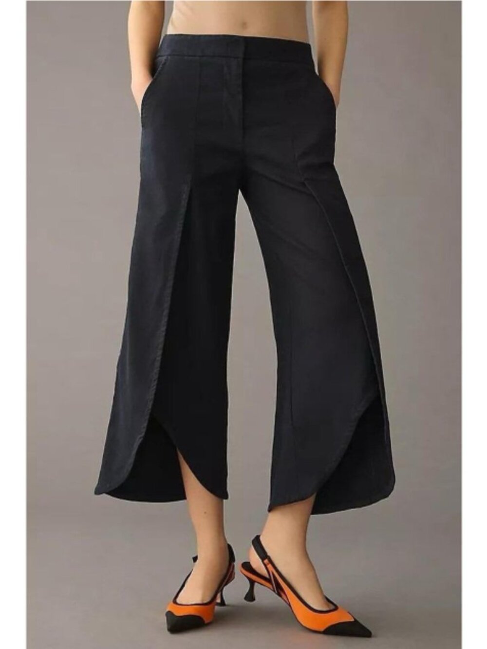 Maeve Anthropologie Black Linen Blend Tulip Pant Size 8T